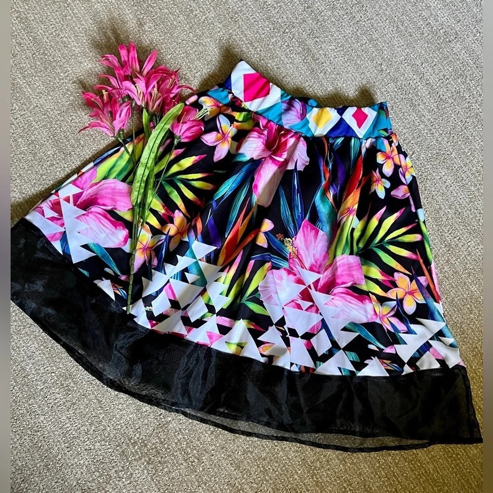 Rue21 Palm Floral A-Line Tool Skirt - XS